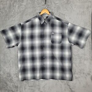 Vintage Caltop Shirt Mens 4XL Gray White Button Up Short Sleeve OG Chicano Vato